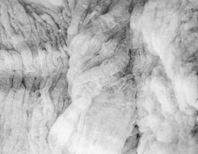 Black-and-white close-up of soft, wavy fibre
